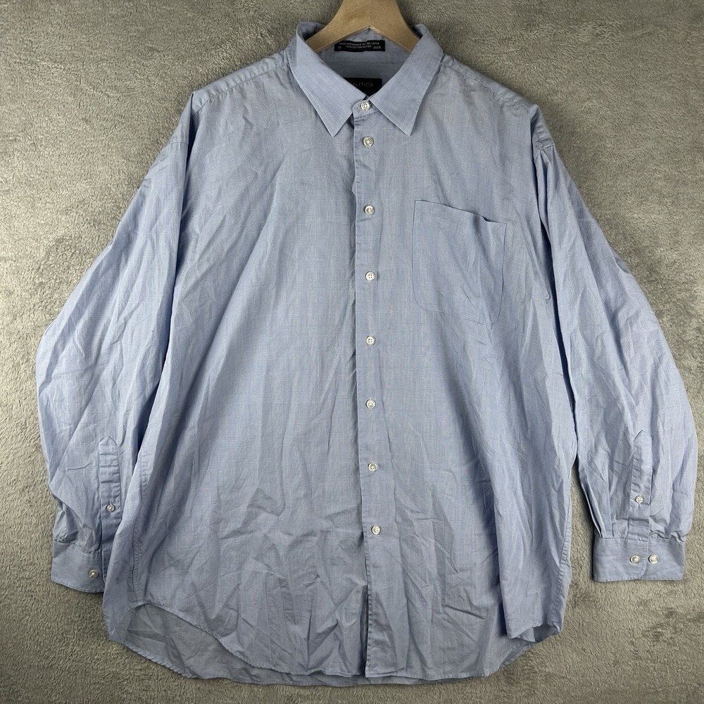 Nautica Men's Shirt Size 2XL Blue Long Sleeve Button-Up Casual Cotton